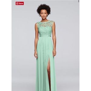 Long Bridesmaid Dress with Lace bodice